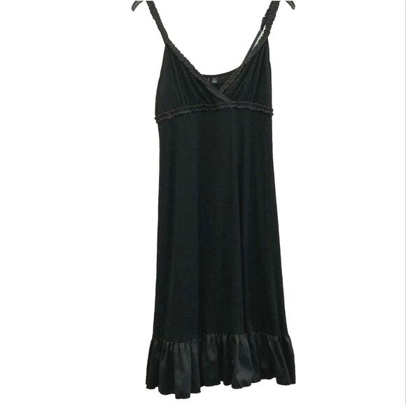 Cynthia Rowley Black Slip Dress Frill Hem Size S - Picture 1 of 12